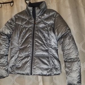 Silver Nike Xs 0-2 satin down puffer jacket great condition